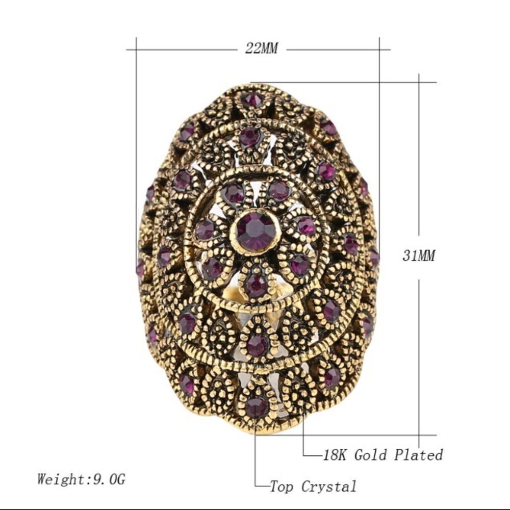 Turkish Multi Color Crystal Statement Cocktail Ring - Picture 7 of 8